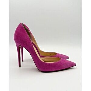 Christian Louboutin Purple Suede Iriza 100 Pointed Toe Pumps Sz EU 35 5